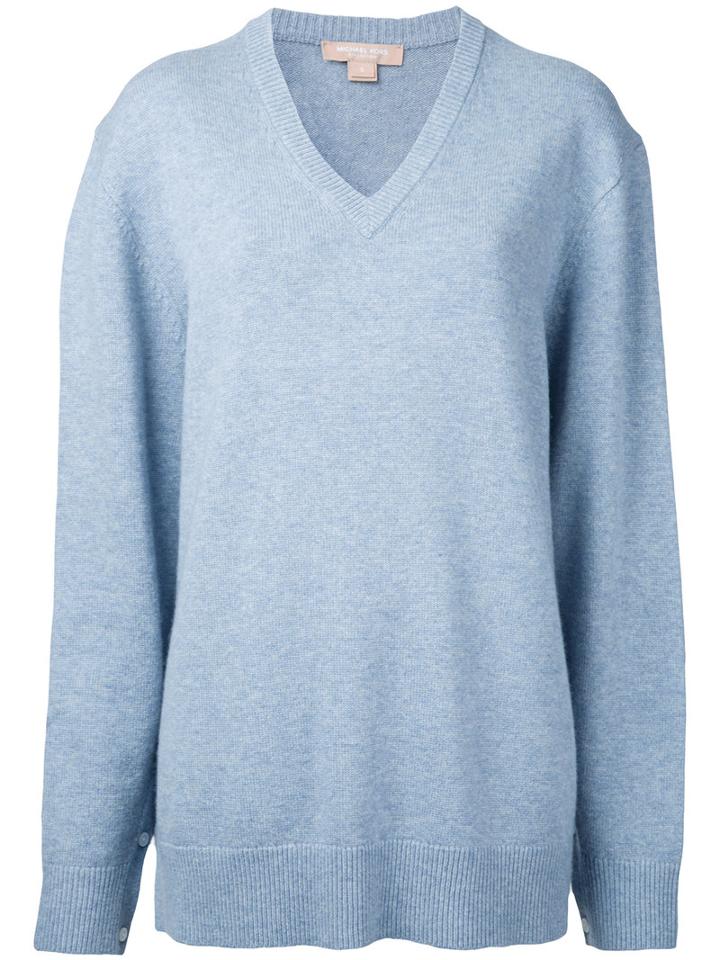 Michael Kors - Cashmere V-neck Jumper - Women - Cashmere - S, Blue, Cashmere