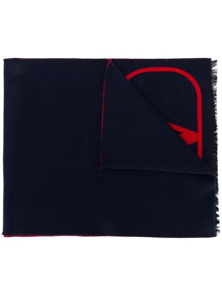 Valentino Vlogo Fringed Scarf - Blue