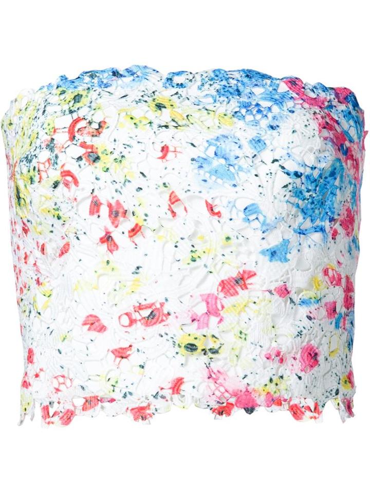 Monique Lhuillier Lace Spatter Effect Strapless Tank Top
