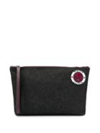 Alexander Mcqueen Skull Embroidered Clutch - Black