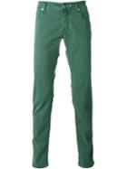 Jacob Cohen Houndstooth Pattern Jeans, Men's, Size: 32, Green, Cotton/spandex/elastane