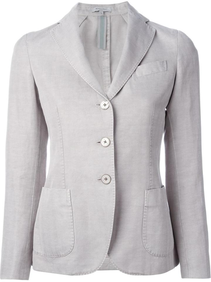 Boglioli Three Button Blazer, Women's, Size: 46, Nude/neutrals, Cotton/linen/flax/cupro
