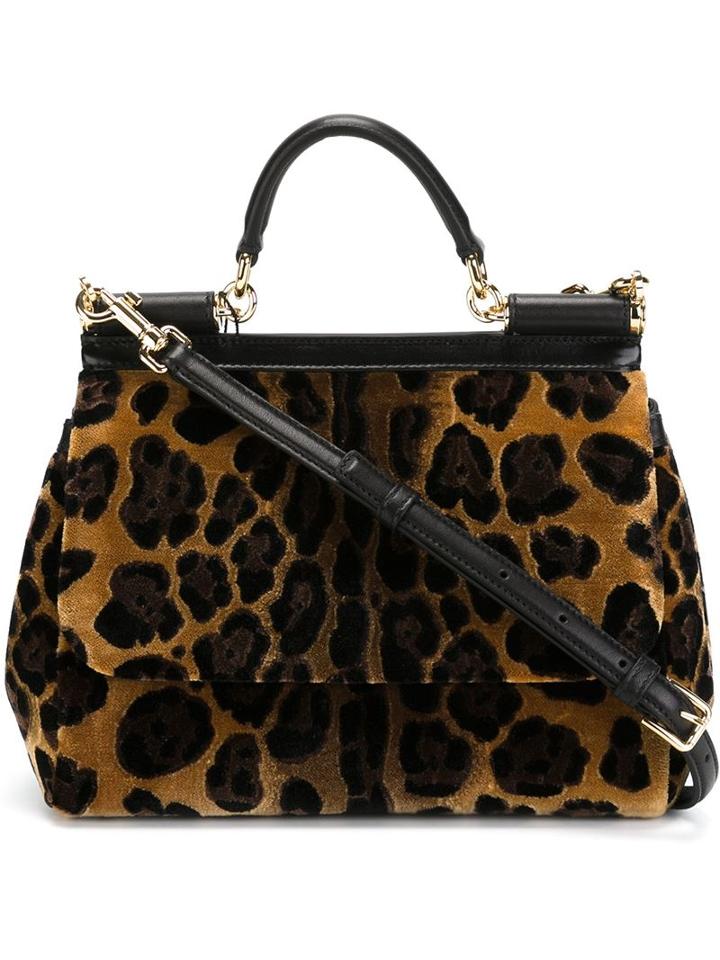 Dolce & Gabbana Sicily Tote, Women's, Black, Leather/suede