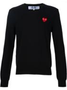 Comme Des Garçons Play Embroidered Heart Jumper, Men's, Size: Medium, Black, Wool