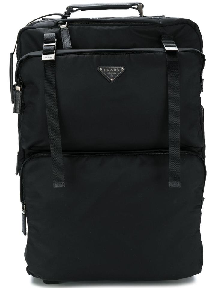 Prada Logo Trolley Travel Bag - Black