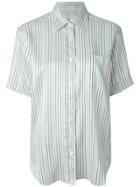 Céline Vintage Striped Short Sleeve Shirt - White