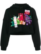 Doublet Fruit Print Cropped Hoodie - Black