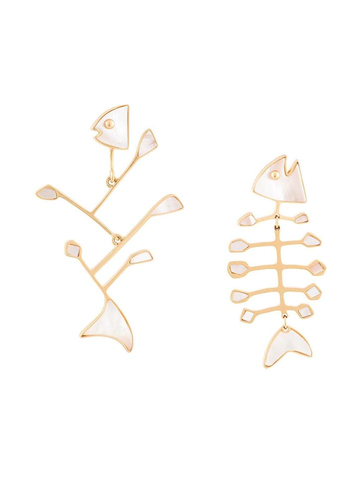 Tory Burch Small Fish Mismatched Earrings - Gold