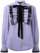 Marc Jacobs Ruffle Placket Shirt, Women's, Size: 4, Pink/purple, Cotton/nylon/glass/brass