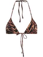Ganni Tiger Print Bikini Top - Brown