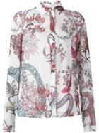 Just Cavalli Floral Print Shirt, Women's, Size: 40, White, Viscose
