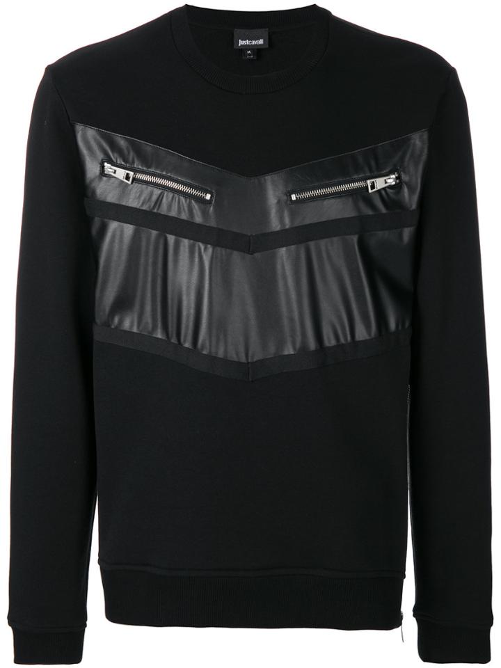 Just Cavalli Chest Zipped Pockets Sweatshirt - Black