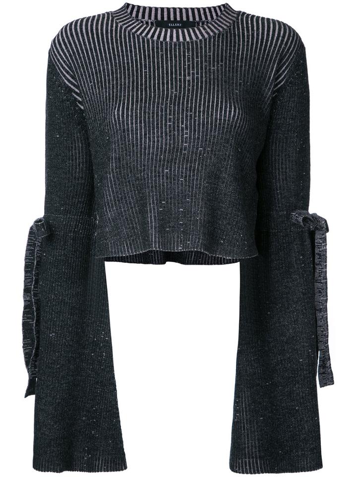 Ellery - Flare-sleeve Cropped Sweater - Women - Merino - M, Black, Merino