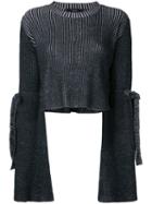 Ellery - Flare-sleeve Cropped Sweater - Women - Merino - M, Black, Merino