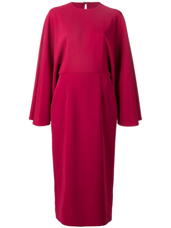 Sara Battaglia Cape Sleeved Midi Dress - Red