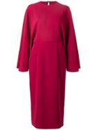 Sara Battaglia Cape Sleeved Midi Dress - Red