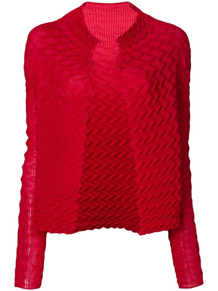 Issey Miyake Plissé Cardigan - Red