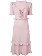 Blumarine Ruffle Detail Dress - Pink & Purple