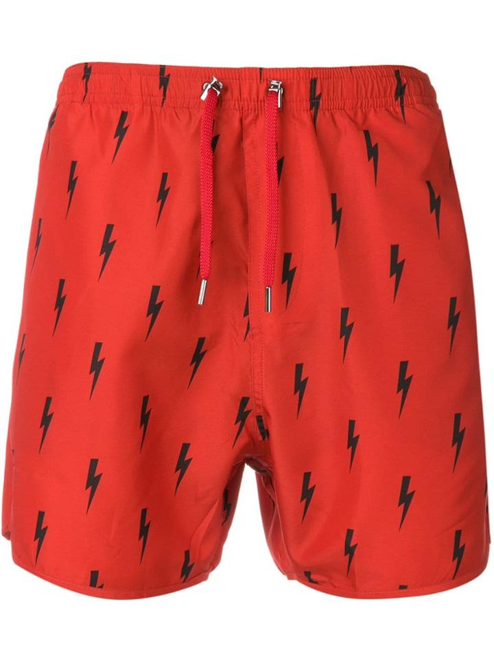 Neil Barrett Lightning Bolt Swimming Shorts - Red