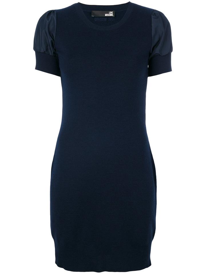 Love Moschino - Fitted Puff Sleeve Dress - Women - Polyester/virgin Wool - 44, Blue, Polyester/virgin Wool
