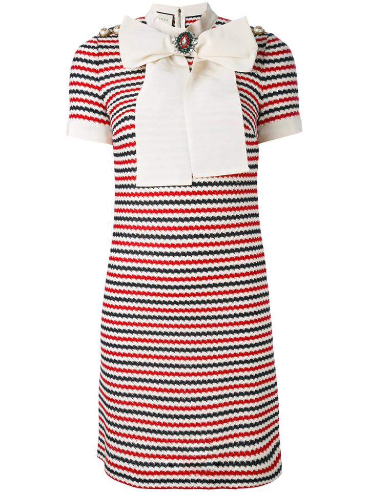 Gucci Bow-embellished Crochet-knit Dress - Nude & Neutrals