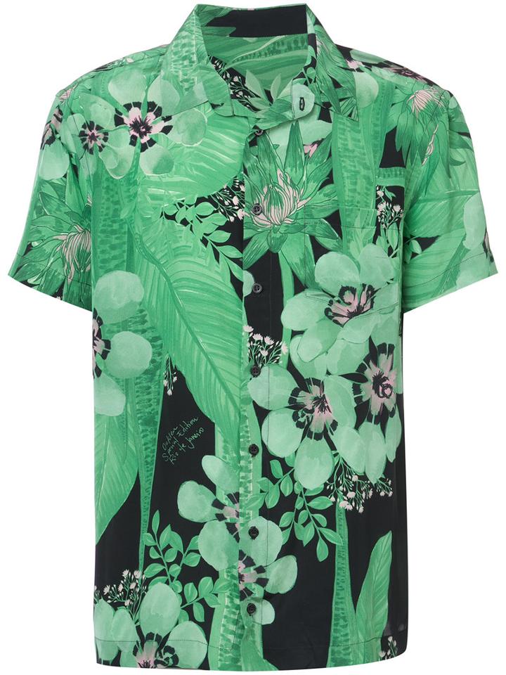 Osklen - Floral Print Shirt - Men - Silk - M, Green, Silk
