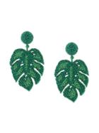 Sachin & Babi Seedbead Leaf Earrings - Green
