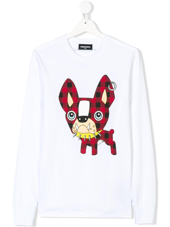 Dsquared2 Kids Teen Punk Chihuahua Printed T-shirt - White