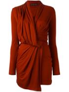 Plein Sud Long-sleeve Wrap Dress, Women's, Size: 36, Red, Spandex/elastane/virgin Wool