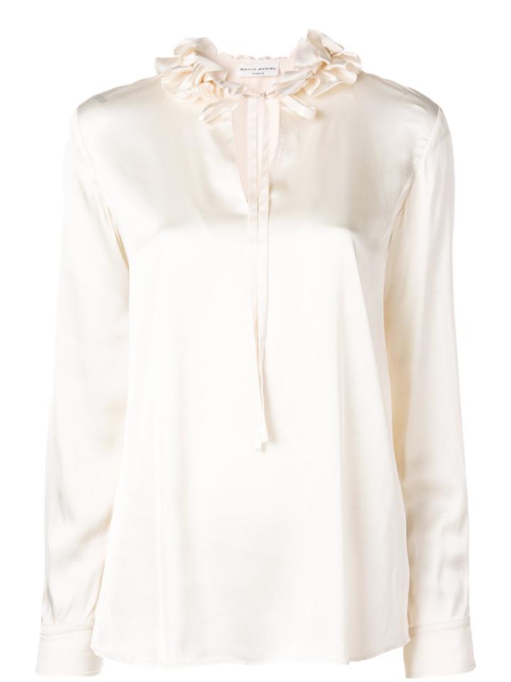 Sonia Rykiel Ruffled Neck Blouse - White