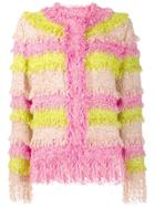 Msgm Colour Block Fringed Jacket - Pink