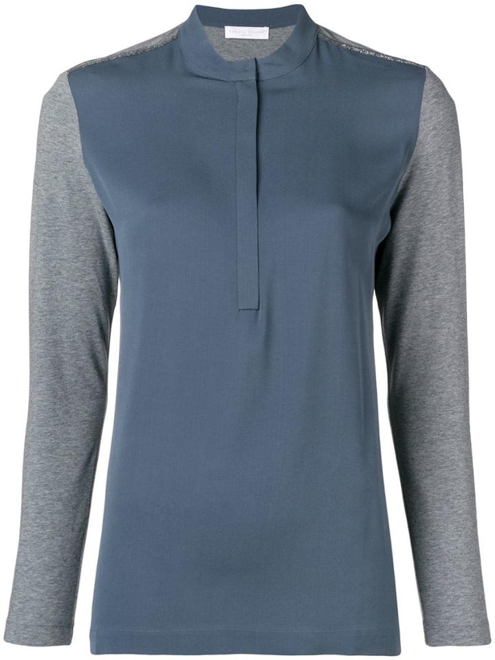 Fabiana Filippi Zip Neck Panelled Top - Blue
