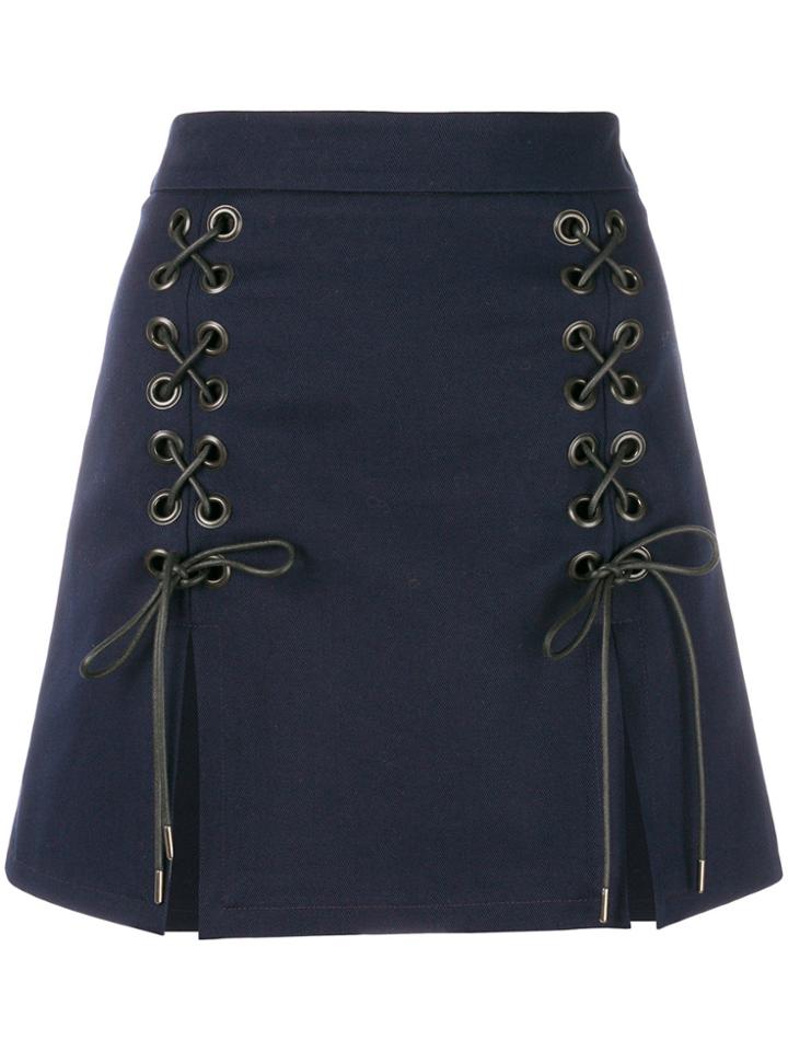 Alexa Chung Lace Front Mini Skirt - Blue