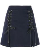 Alexa Chung Lace Front Mini Skirt - Blue