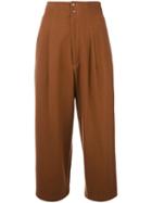 Yohji Yamamoto Vintage Cropped Pleated Trousers, Women's, Size: Xs, Brown