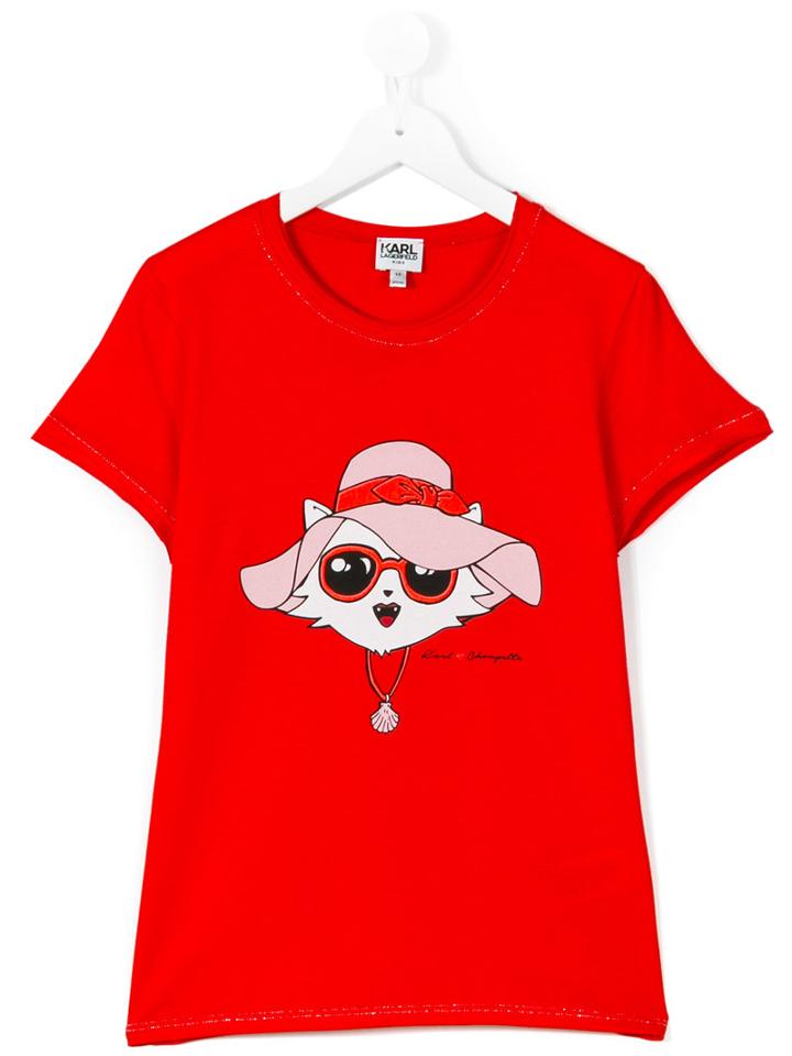 Karl Lagerfeld Kids - Cat Print T-shirt - Kids - Cotton/modal - 14 Yrs, Red