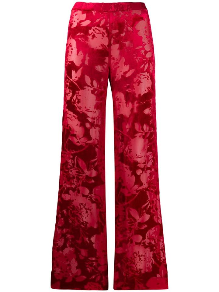 Romeo Gigli Pre-owned 1990's Floral Velvet Straight Trousers - Red