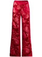 Romeo Gigli Pre-owned 1990's Floral Velvet Straight Trousers - Red