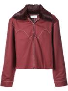 Chin Mens Fur Collar Jacket - Red