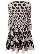 Alexander Mcqueen - Bird Printed Skater Dress - Women - Polyamide/polyester/spandex/elastane/viscose - Xs, Pink/purple, Polyamide/polyester/spandex/elastane/viscose