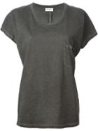 Saint Laurent Distressed T-shirt, Women's, Size: Xs, Grey, Cotton