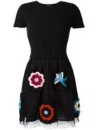 Red Valentino Embroidered Skirt Dress, Women's, Size: Medium, Black, Cotton/polyamide/virgin Wool