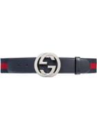 Gucci - Web Belt With G Buckle - Men - Leather/polyester/metal - 110, Blue, Leather/polyester/metal