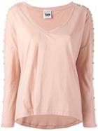 Twin-set Studded Sleeves Sweatshirt, Women's, Size: Xl, Pink/purple, Cotton
