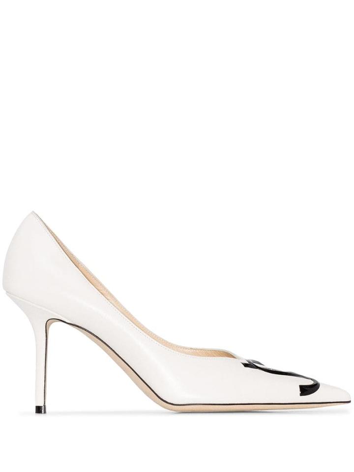 Jimmy Choo Logo Leather Pumps - White