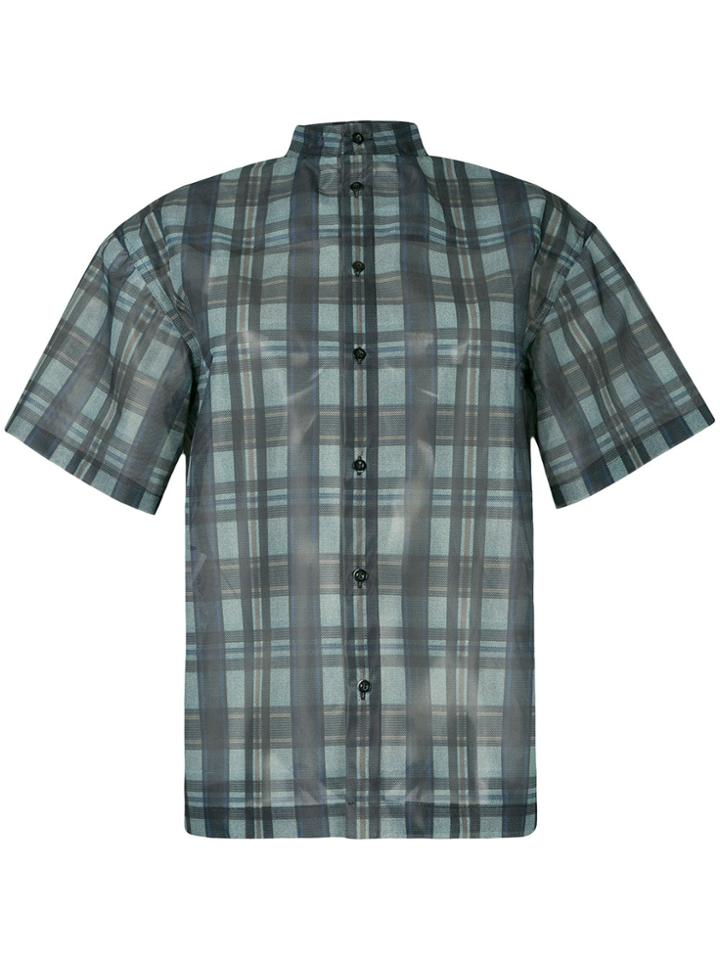 Toga Pulla Checkered Print Sheer Shirt - Grey
