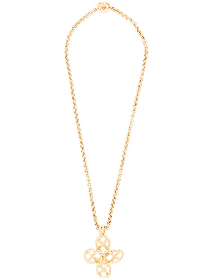 Chanel Vintage Cc Cross Pendant Necklace - Metallic