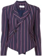 Derek Lam 10 Crosby Striped Cropped Asymmetrical Blazer - Blue