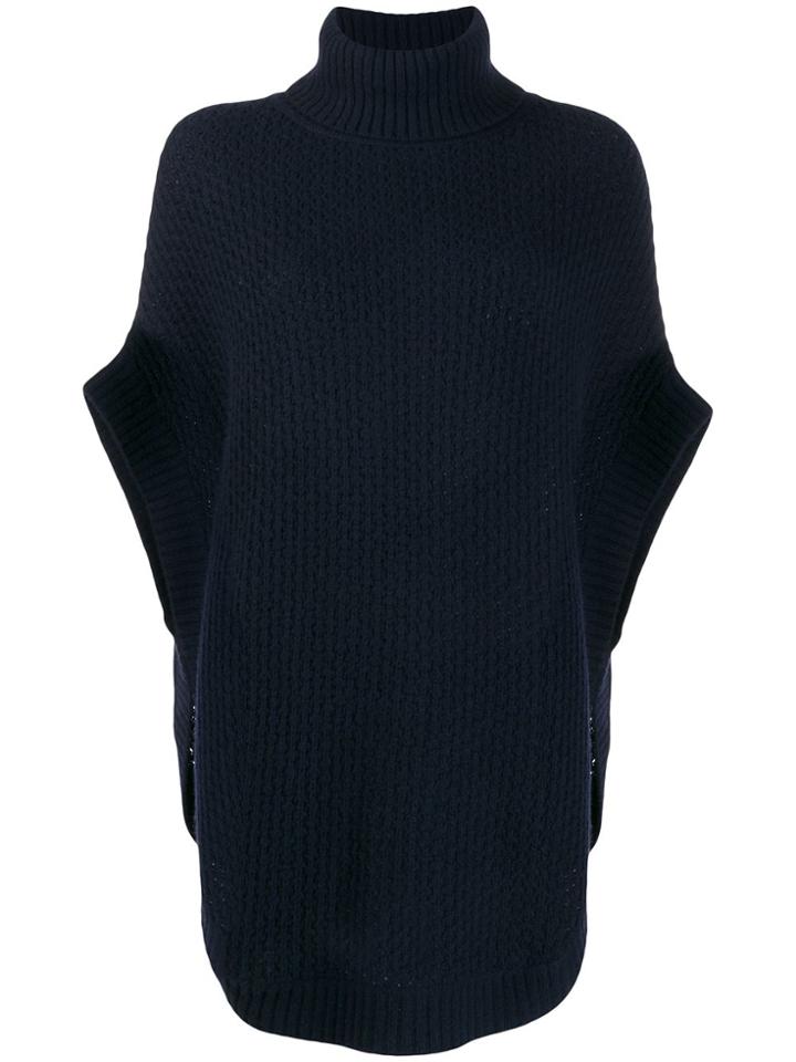 N.peal Waffle Knit Cape Jumper - Blue