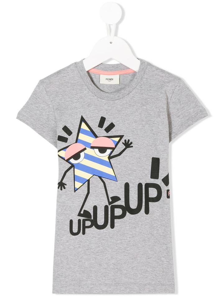 Fendi Kids - Star Motif T-shirt - Kids - Cotton - 8 Yrs, Grey